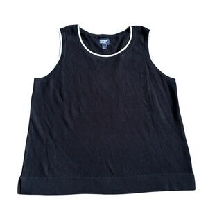 Lands End Women’s Black Knit Sweater Tank Top Cotton 1x